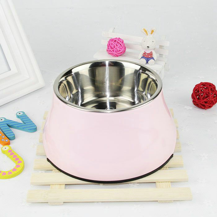KFX-6739901 Non-slip Melamine and Stainless Steel Pet Bowl with Anti-Slip Design - Available in Multiple Sizes