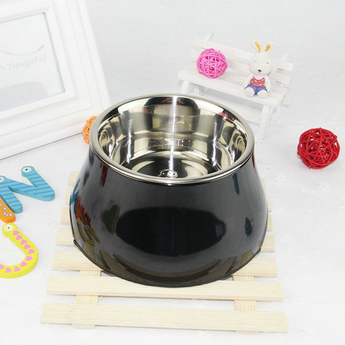 KFX-6739901 Non-slip Melamine and Stainless Steel Pet Bowl with Anti-Slip Design - Available in Multiple Sizes