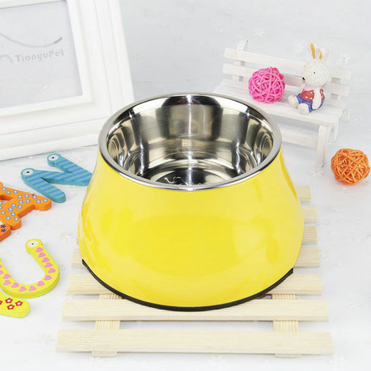 KFX-6739901 Non-slip Melamine and Stainless Steel Pet Bowl with Anti-Slip Design - Available in Multiple Sizes
