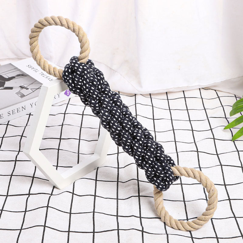 KFX-6740541 Durable Cotton Rope Dog Tug Toy - Bite-Resistant Chew Toy for Interactive Play