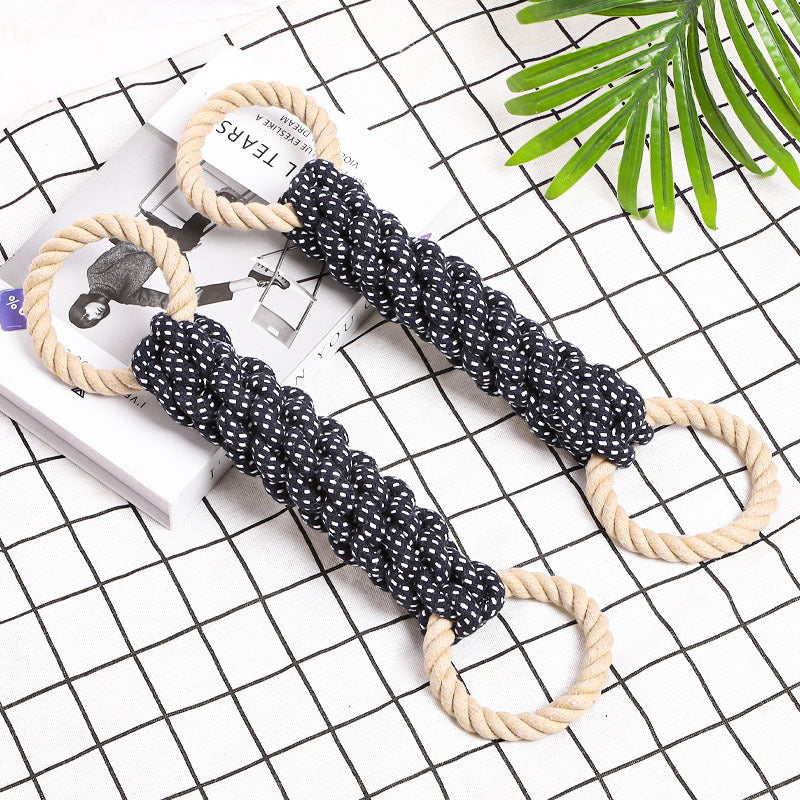 KFX-6740541 Durable Cotton Rope Dog Tug Toy - Bite-Resistant Chew Toy for Interactive Play