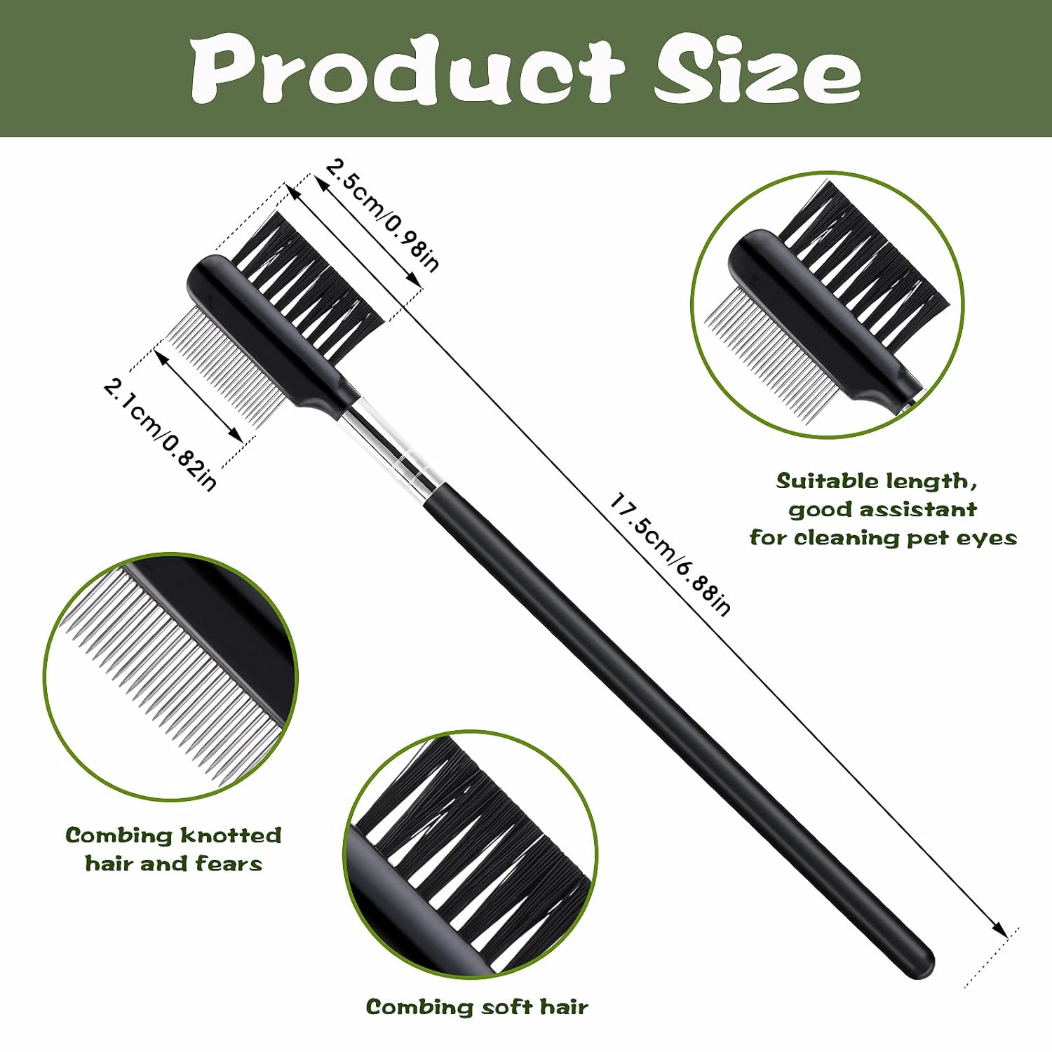 KFX-6741181 Double-Headed Tear Stain Comb for Small Dogs and Cats – Metal Eye Booger Remover for Grooming and Cleaning Crust and Mucus