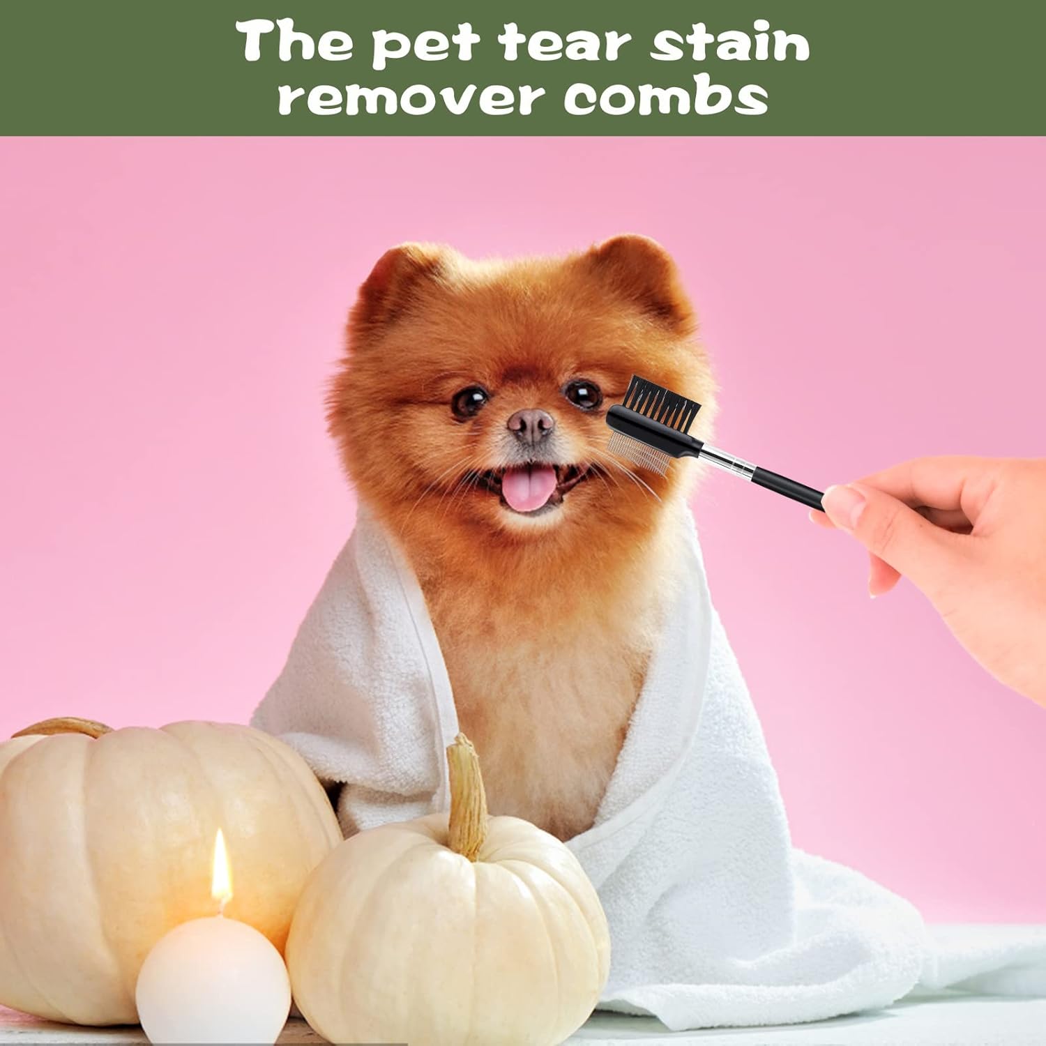 KFX-6741181 Double-Headed Tear Stain Comb for Small Dogs and Cats – Metal Eye Booger Remover for Grooming and Cleaning Crust and Mucus