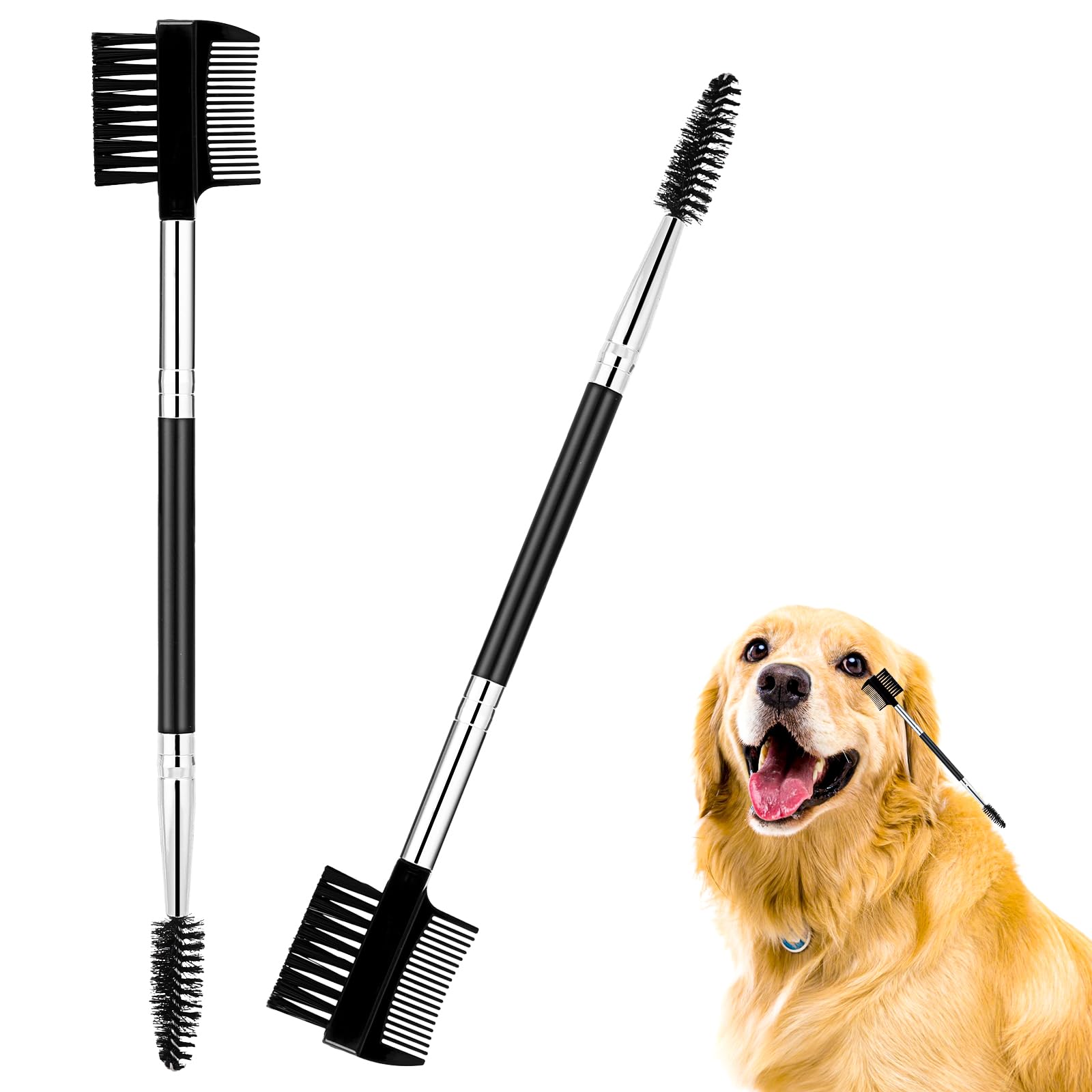 KFX-6741181 Double-Headed Tear Stain Comb for Small Dogs and Cats – Metal Eye Booger Remover for Grooming and Cleaning Crust and Mucus