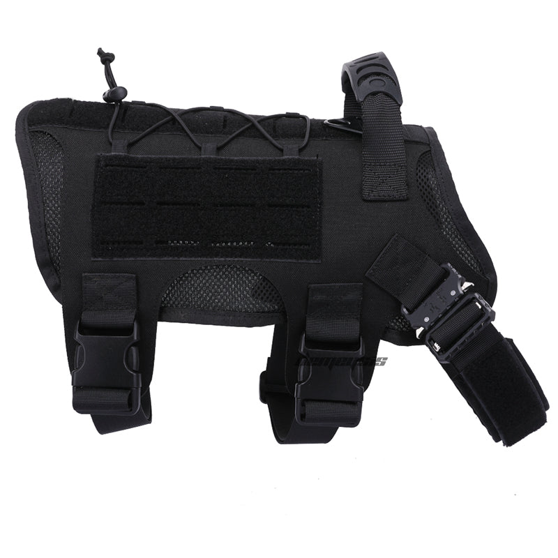 KFX-6742077 Tactical Nylon Dog Vest with MOLLE Structure and Traction Rope in Black, Brown, or Green