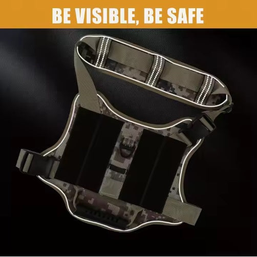 KFX-6742333 Adjustable No-Pull Tactical Dog Harness with Control Handle and Reflective Camouflage Design for Easy Training and Walking