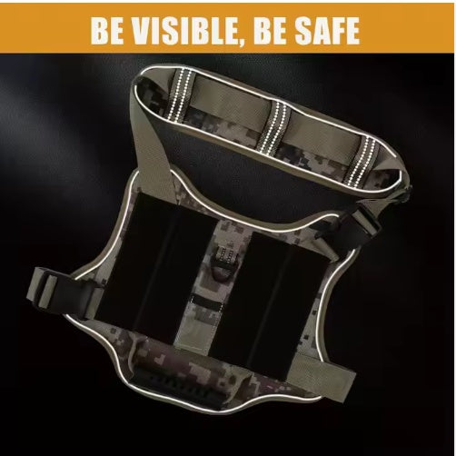 KFX-6742333 Adjustable No-Pull Tactical Dog Harness with Control Handle and Reflective Camouflage Design for Easy Training and Walking