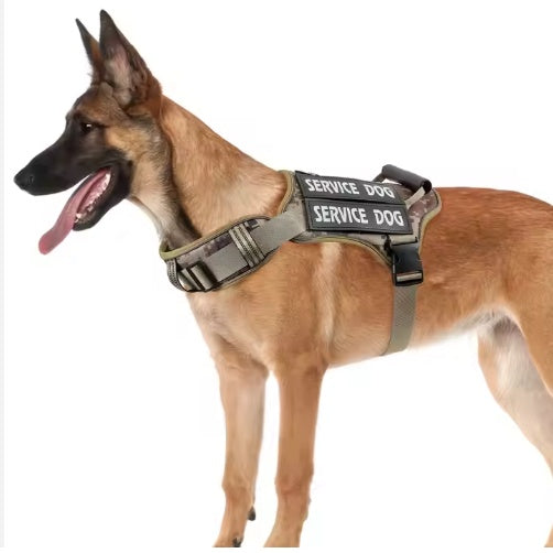 KFX-6742333 Adjustable No-Pull Tactical Dog Harness with Control Handle and Reflective Camouflage Design for Easy Training and Walking
