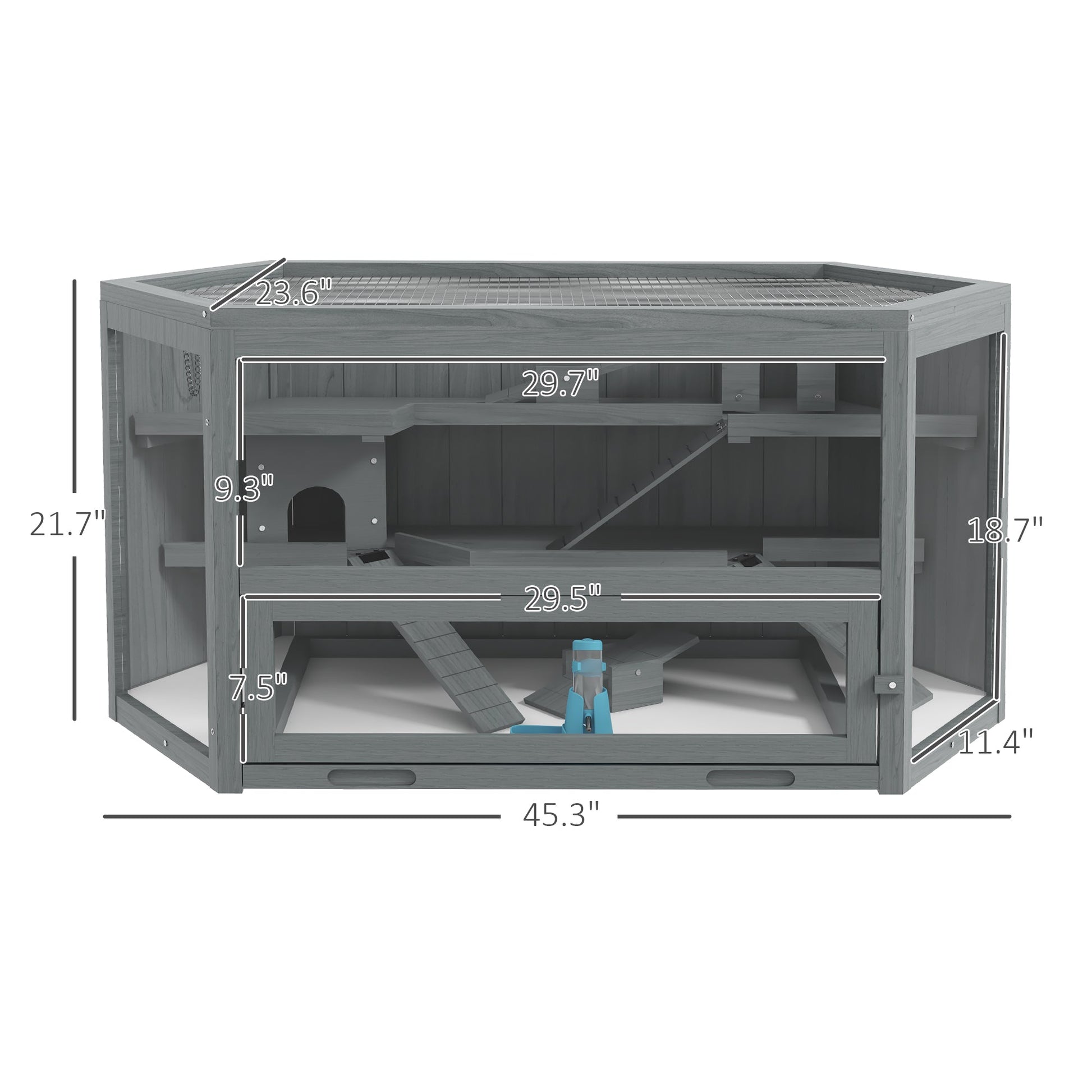 KFX-6743357 Large 3-Tier Hamster Cage with Multiple Hideouts and See-Saws for Small Animals