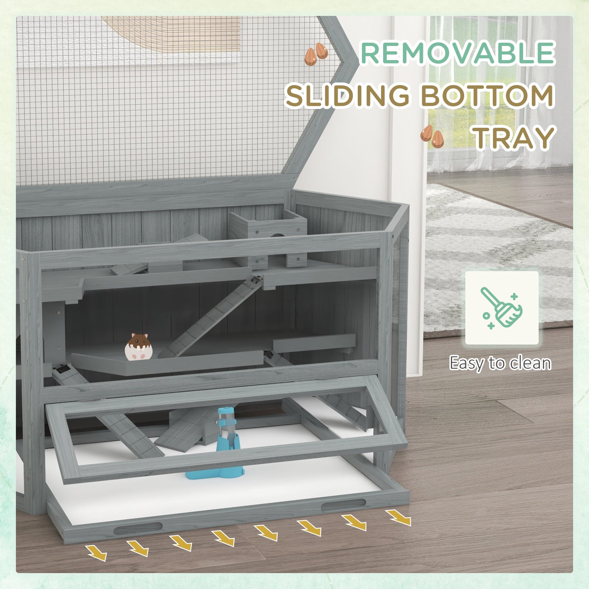 KFX-6743357 Large 3-Tier Hamster Cage with Multiple Hideouts and See-Saws for Small Animals