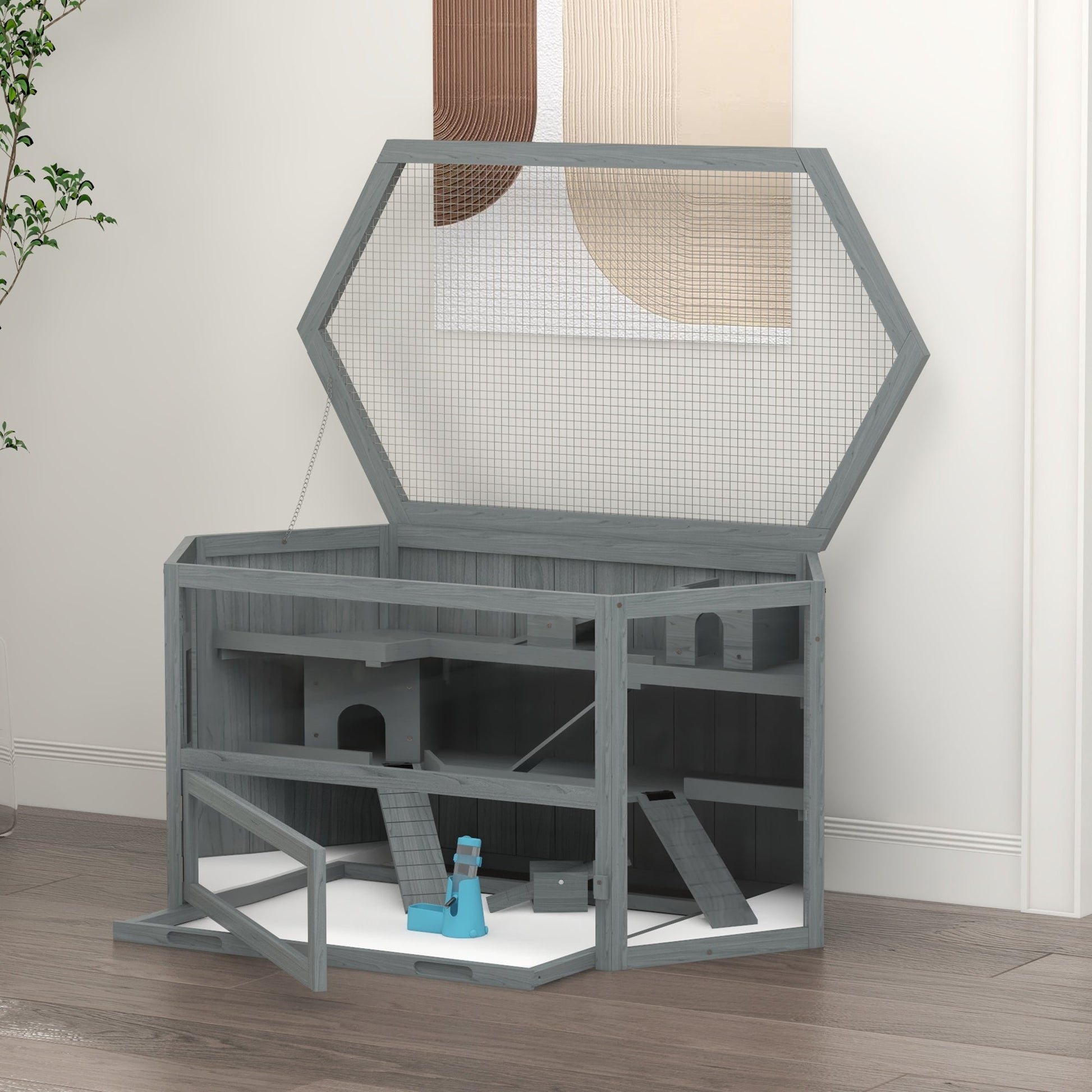 KFX-6743357 Large 3-Tier Hamster Cage with Multiple Hideouts and See-Saws for Small Animals