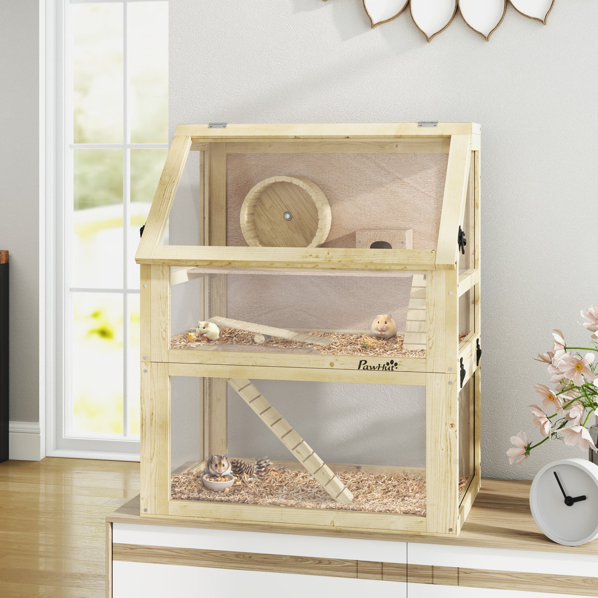 KFX-6743357 Large 3-Tier Hamster Cage with Multiple Hideouts and See-Saws for Small Animals
