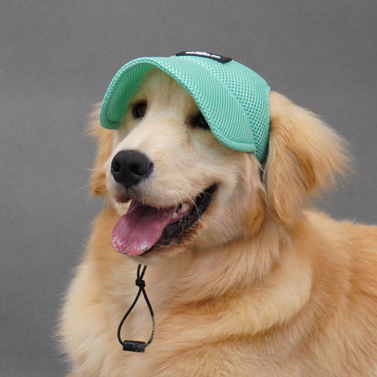 KFX-6744253 Breathable Summer Dog Hat for Golden Retrievers - Ear Leakage Protection, Jacquard Fabric, Available in Green and Pink