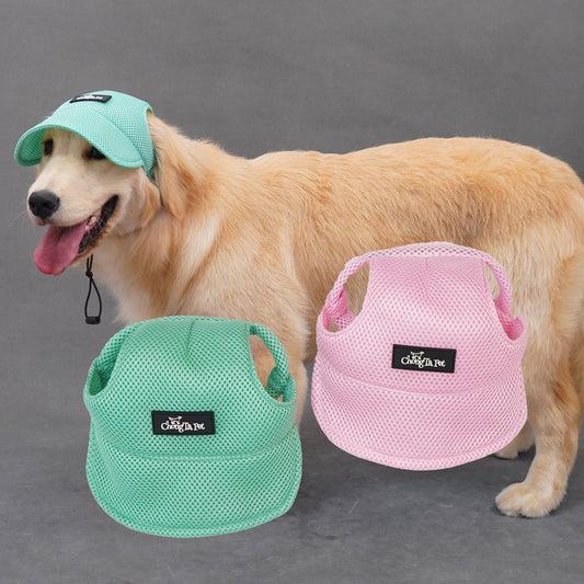 KFX-6744253 Breathable Summer Dog Hat for Golden Retrievers - Ear Leakage Protection, Jacquard Fabric, Available in Green and Pink