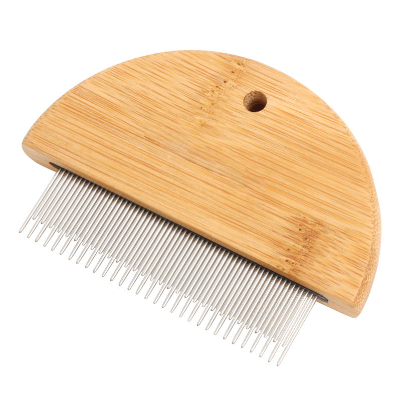 KFX-6746941 Wooden Flea Comb with Rounded-Tip Teeth for Cats, Dogs, and Rabbits – Ideal Grooming Tool for Tangled Fur