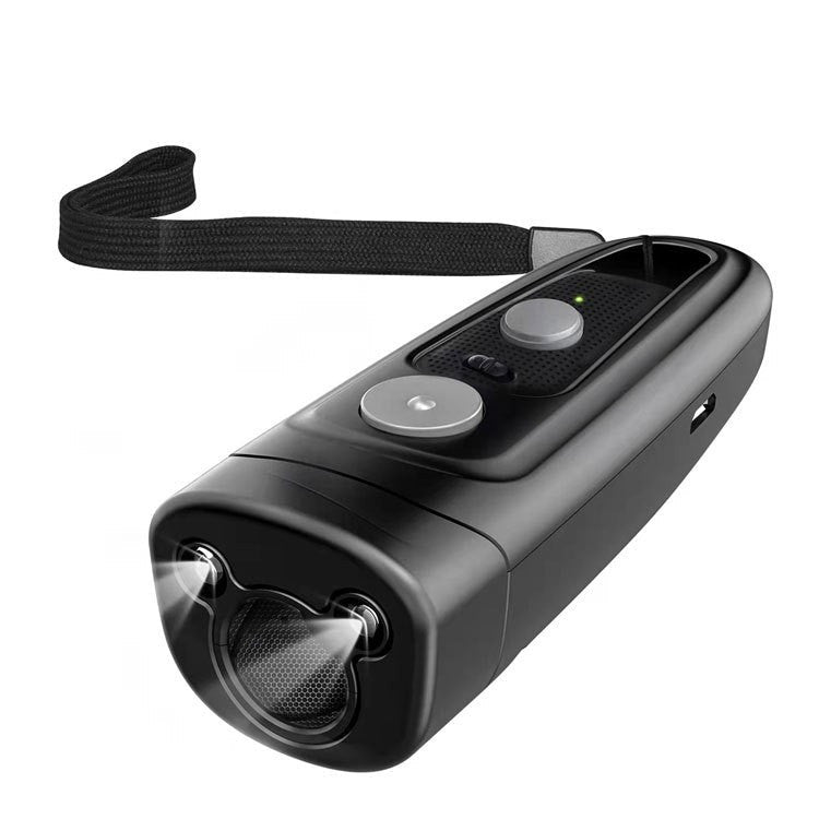 KFX-6748733 Ultrasonic Electronic Dog Repeller for Outdoor Use, Portable and High-Power in Black
