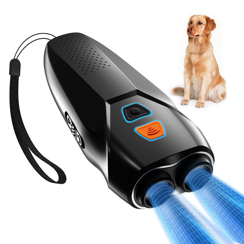 KFX-6748733 Ultrasonic Electronic Dog Repeller for Outdoor Use, Portable and High-Power in Black