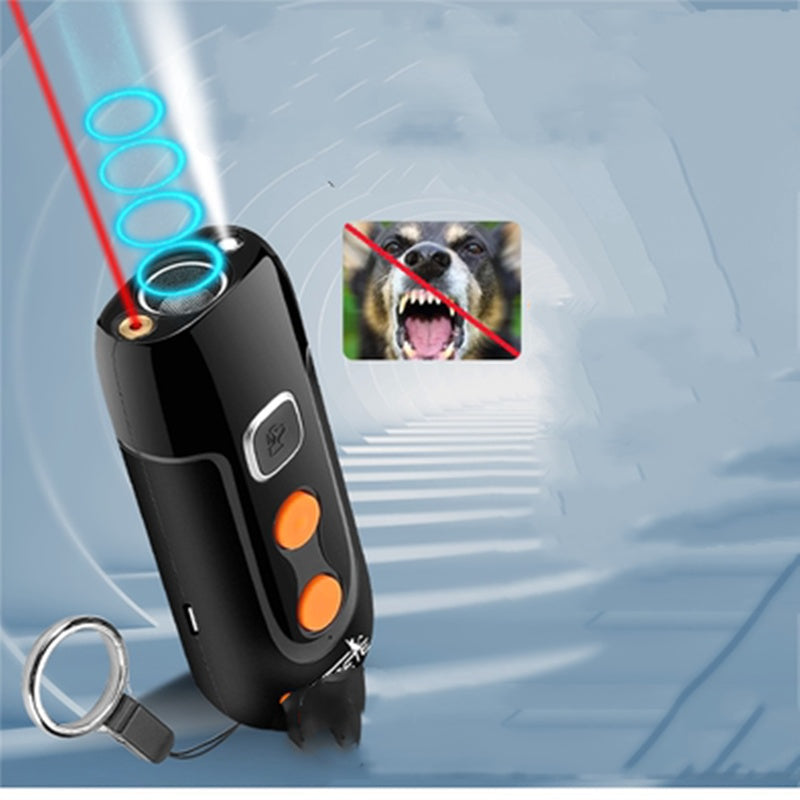 KFX-6748733 Ultrasonic Electronic Dog Repeller for Outdoor Use, Portable and High-Power in Black