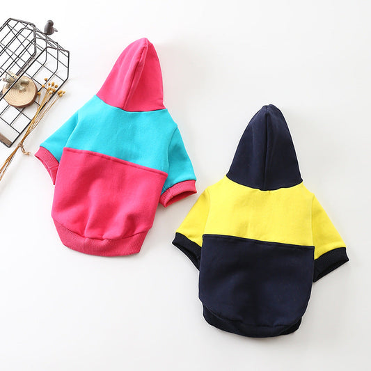 KFX-6750525 Cozy Cotton Stretch Velvet Pet Sweater for Dogs in Blue and Rose Red