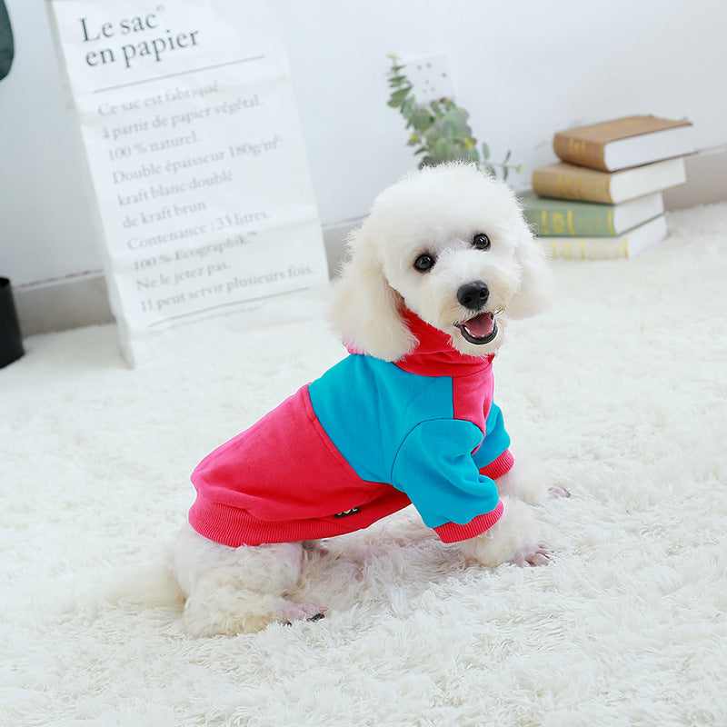 KFX-6750525 Cozy Cotton Stretch Velvet Pet Sweater for Dogs in Blue and Rose Red