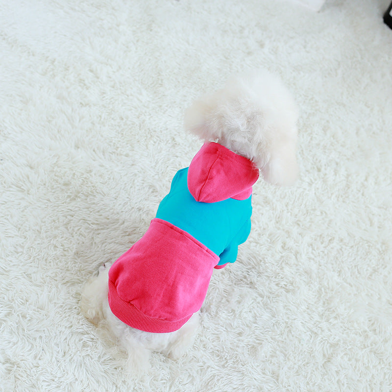 KFX-6750525 Cozy Cotton Stretch Velvet Pet Sweater for Dogs in Blue and Rose Red
