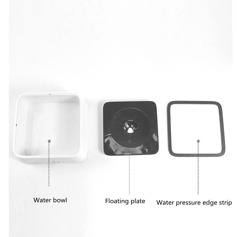 KFX-6751293 2L Anti-Overflow Cat and Dog Water Basin with Slow Water Inlet and Floating Bowl