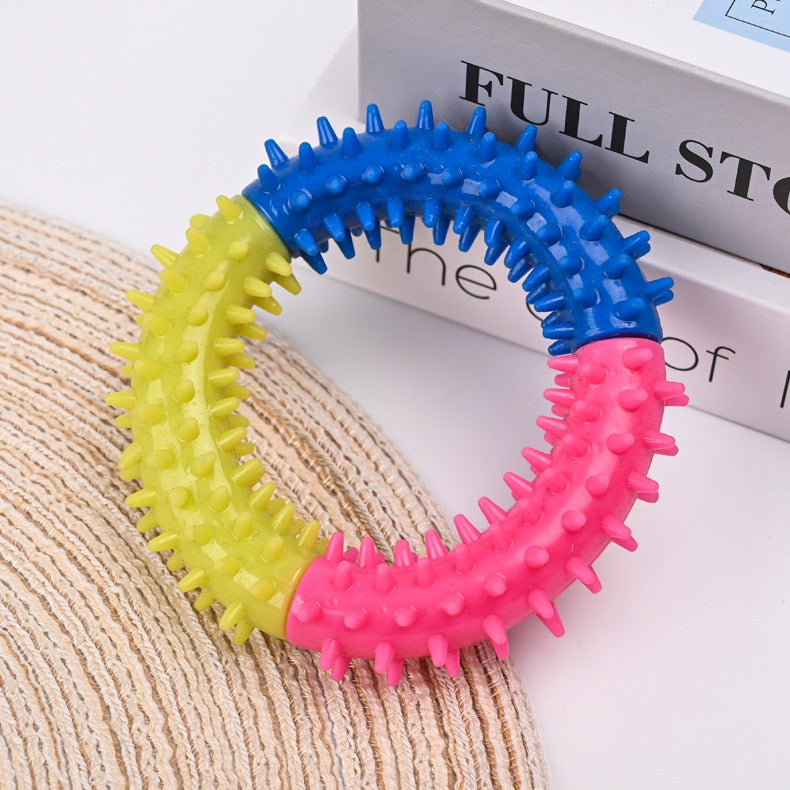 KFX-6752701 Durable Rubber Dog Chew Ring for Teething, Interactive Pet Toy for Small to Large Dogs
