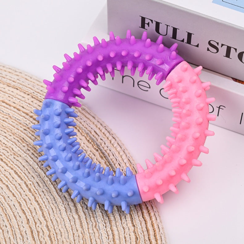 KFX-6752701 Durable Rubber Dog Chew Ring for Teething, Interactive Pet Toy for Small to Large Dogs