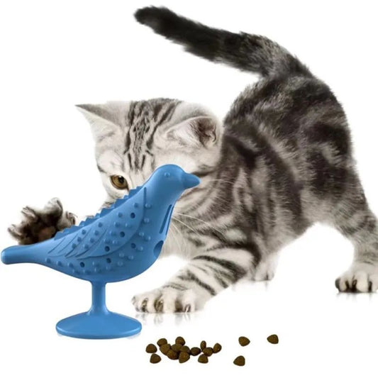 KFX-6753853 Interactive Bird-Shaped Cat Toy with Suction Cup Base for Kittens and Small Dogs - Silicone and PP Material