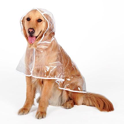 KFX-6755389 Transparent Waterproof Raincoat for Medium-Sized Dogs, 3XL to 7XL, Universal Fit, White Side Design