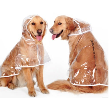 KFX-6755389 Transparent Waterproof Raincoat for Medium-Sized Dogs, 3XL to 7XL, Universal Fit, White Side Design
