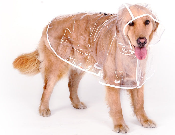 KFX-6755389 Transparent Waterproof Raincoat for Medium-Sized Dogs, 3XL to 7XL, Universal Fit, White Side Design