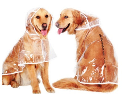 KFX-6755389 Transparent Waterproof Raincoat for Medium-Sized Dogs, 3XL to 7XL, Universal Fit, White Side Design