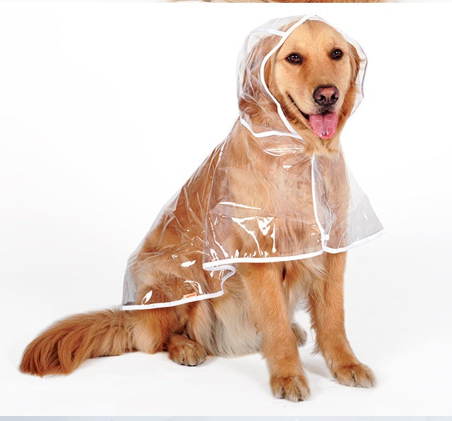 KFX-6755389 Transparent Waterproof Raincoat for Medium-Sized Dogs, 3XL to 7XL, Universal Fit, White Side Design