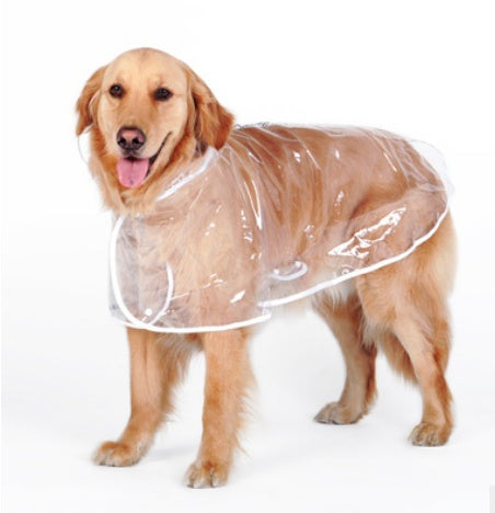KFX-6755389 Transparent Waterproof Raincoat for Medium-Sized Dogs, 3XL to 7XL, Universal Fit, White Side Design