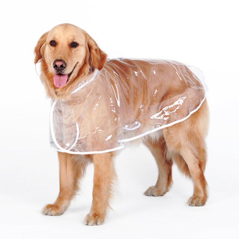 KFX-6755389 Transparent Waterproof Raincoat for Medium-Sized Dogs, 3XL to 7XL, Universal Fit, White Side Design