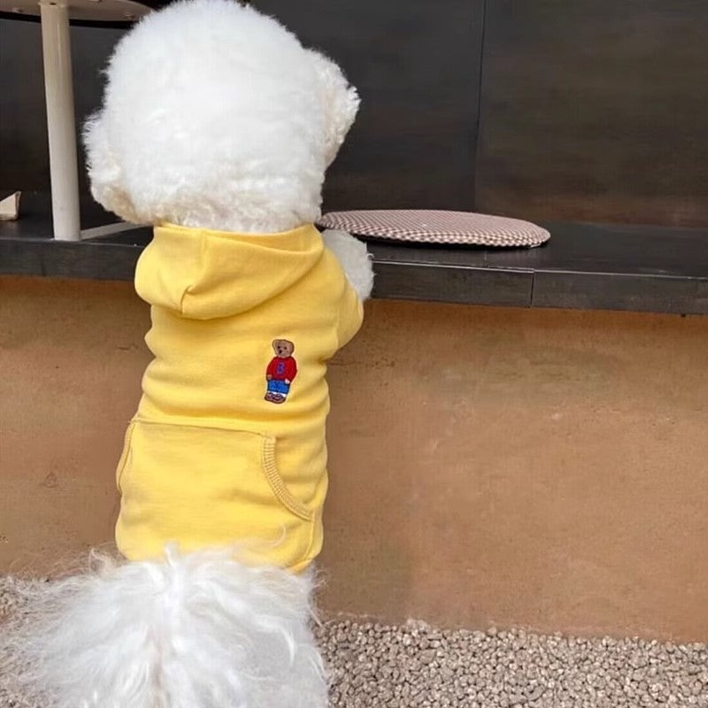 KFX-6756285 Casual Cartoon Bear Satchel Sweater for Dogs - Dark Blue, Gray, Yellow, Red, Pure White - Sizes XS to XL