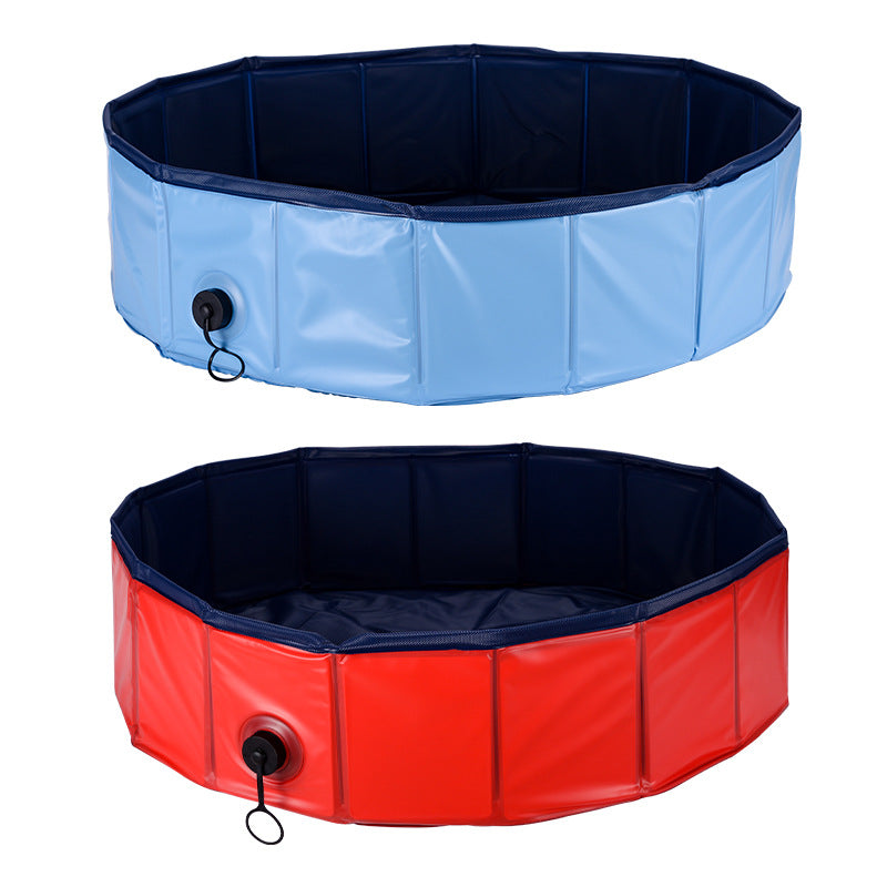 KFX-6756797 Foldable Pet Pool for Dogs and Cats - Portable Bathtub with Drain for Easy Cleaning