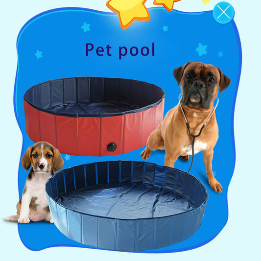 KFX-6756797 Foldable Pet Pool for Dogs and Cats - Portable Bathtub with Drain for Easy Cleaning