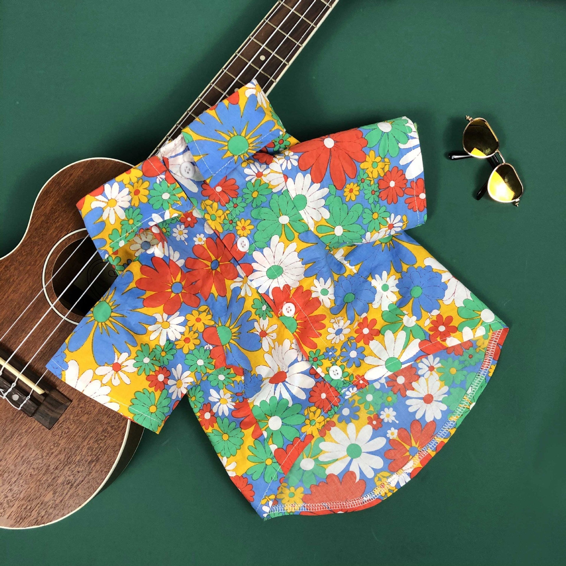 KFX-6757565 Summer Floral Shirt for Small Dogs and Cats - Lightweight Cotton Pet Apparel