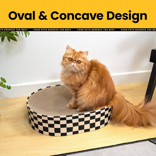 KFX-6758461 Indoor 2-in-1 Cat Scratcher and Nest Bowl - Cardboard Oval Design, 50.5 x 30 x 9.5 cm, Lightweight 2.5 kg