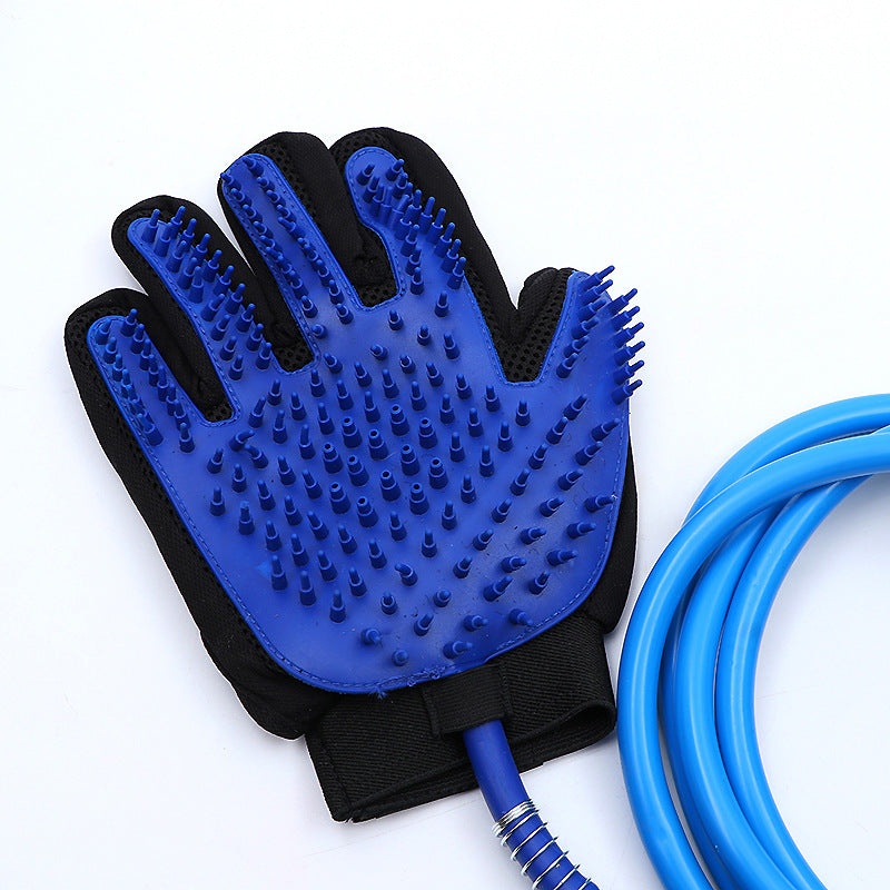 KFX-6758845 Pet Bath and Massage Gloves with Water Spray Functionality - 2m Hose, Blue Color, TPR Material