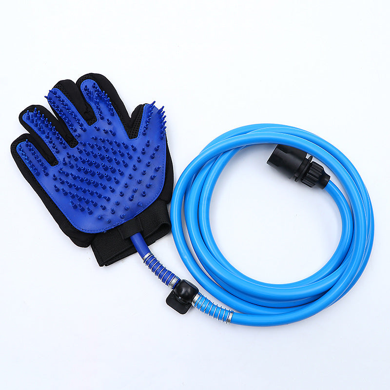 KFX-6758845 Pet Bath and Massage Gloves with Water Spray Functionality - 2m Hose, Blue Color, TPR Material