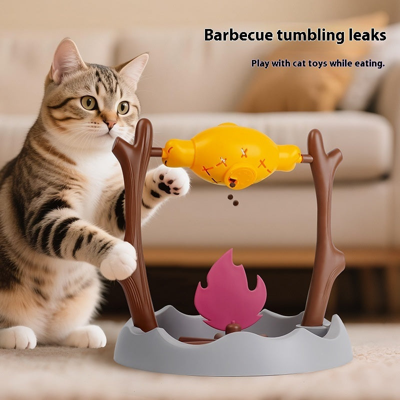 KFX-6759613 Fun Tumbling Cat Toy with Food Dispensing Feature - Interactive Self-Play Feeder for Cats