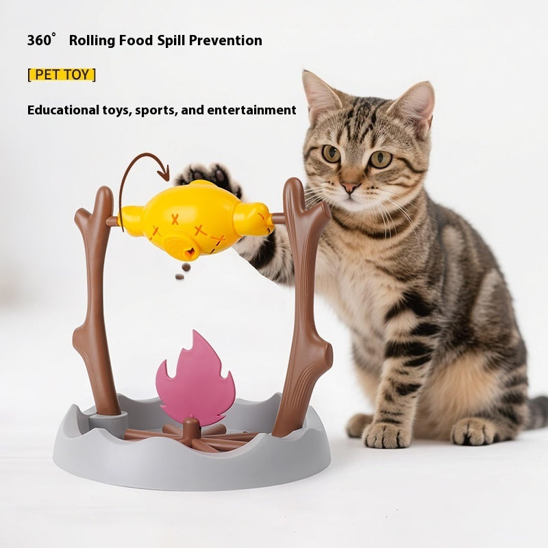 KFX-6759613 Fun Tumbling Cat Toy with Food Dispensing Feature - Interactive Self-Play Feeder for Cats