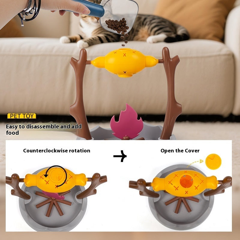 KFX-6759613 Fun Tumbling Cat Toy with Food Dispensing Feature - Interactive Self-Play Feeder for Cats