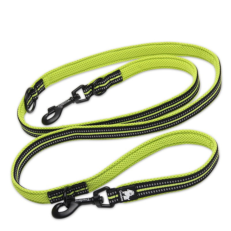 KFX-6760765 Double-Ended Outdoor Pet Dog Traction Rope with Breathable Mesh and Reflective Material