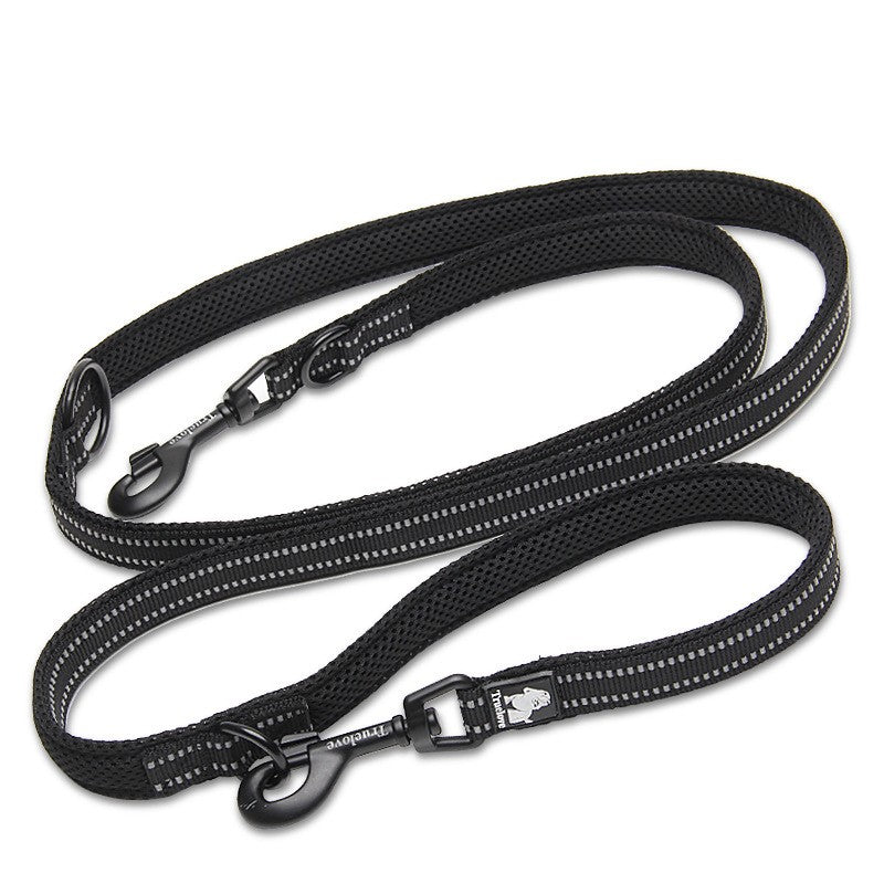 KFX-6760765 Double-Ended Outdoor Pet Dog Traction Rope with Breathable Mesh and Reflective Material