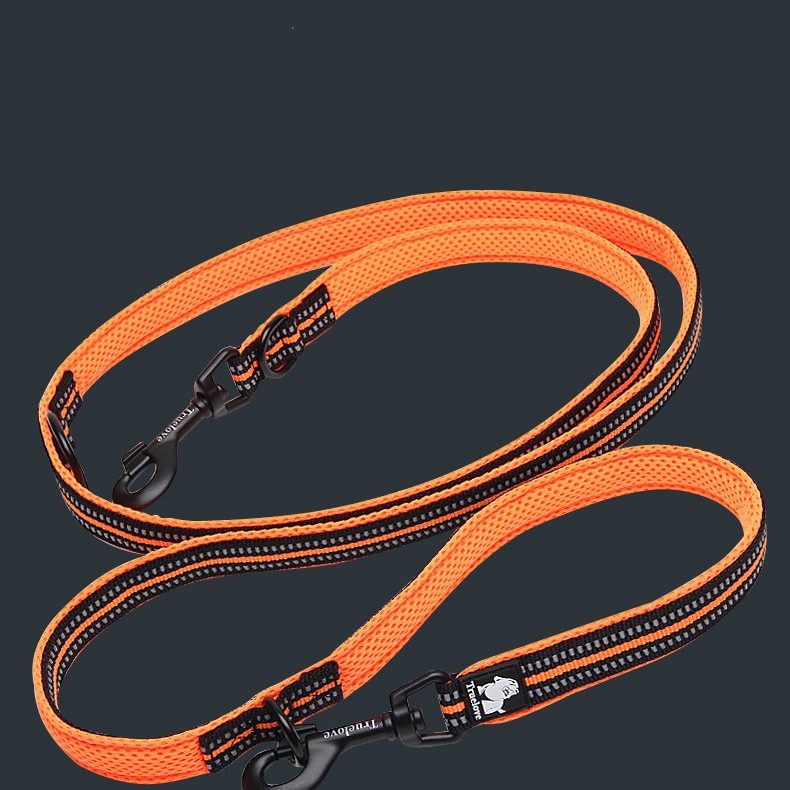 KFX-6760765 Double-Ended Outdoor Pet Dog Traction Rope with Breathable Mesh and Reflective Material