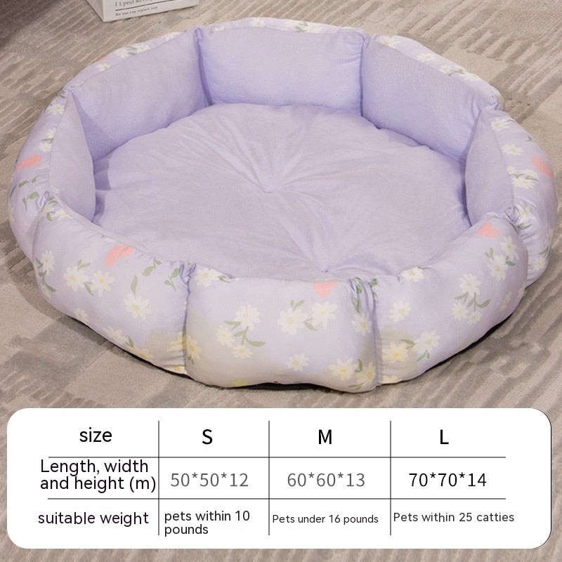 KFX-6761021 Soft Octagonal Pet Bed with Fleece Lining in Pink, Yellow, and Purple for Dogs